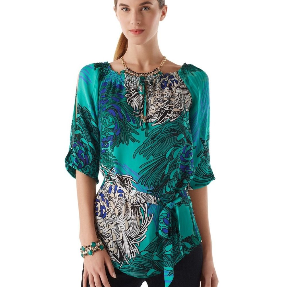 White House Black Market Silk Floral Blouse